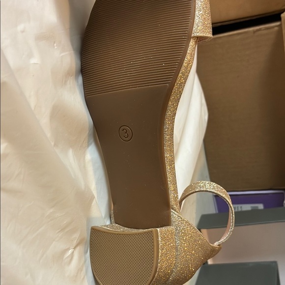 Annie Gold Glitter Heels with Chic Ankle Strap - Picture 8 of 8